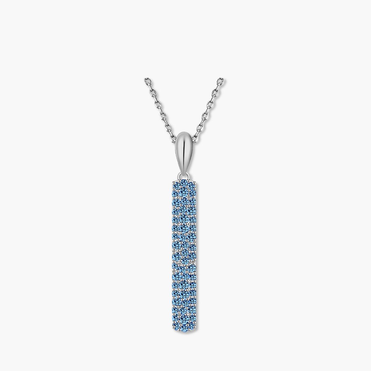 모노그래프(MONOGRAPH) 파이퍼 목걸이 MGNL0400 Rhodium Plated (화이트골드+블루 큐빅)