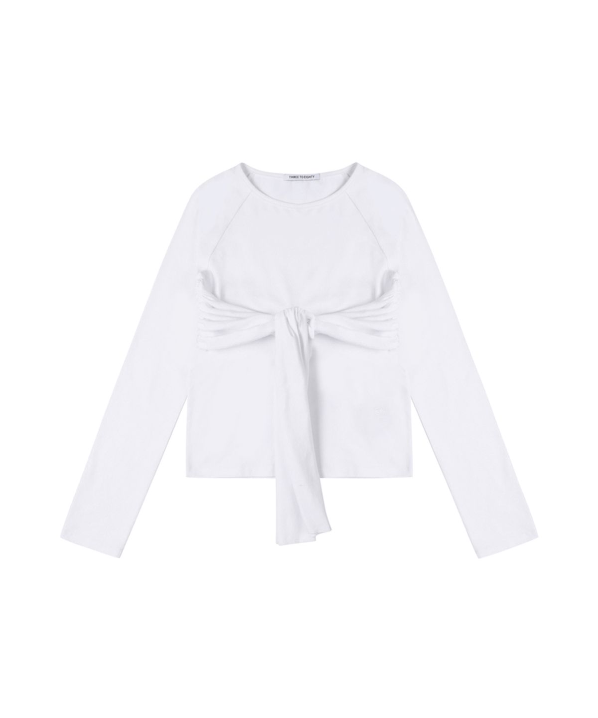 쓰리투에이티(THREE TO EIGHTY) RIBBON DRAPE LONG SLEEVE TEE WHITE