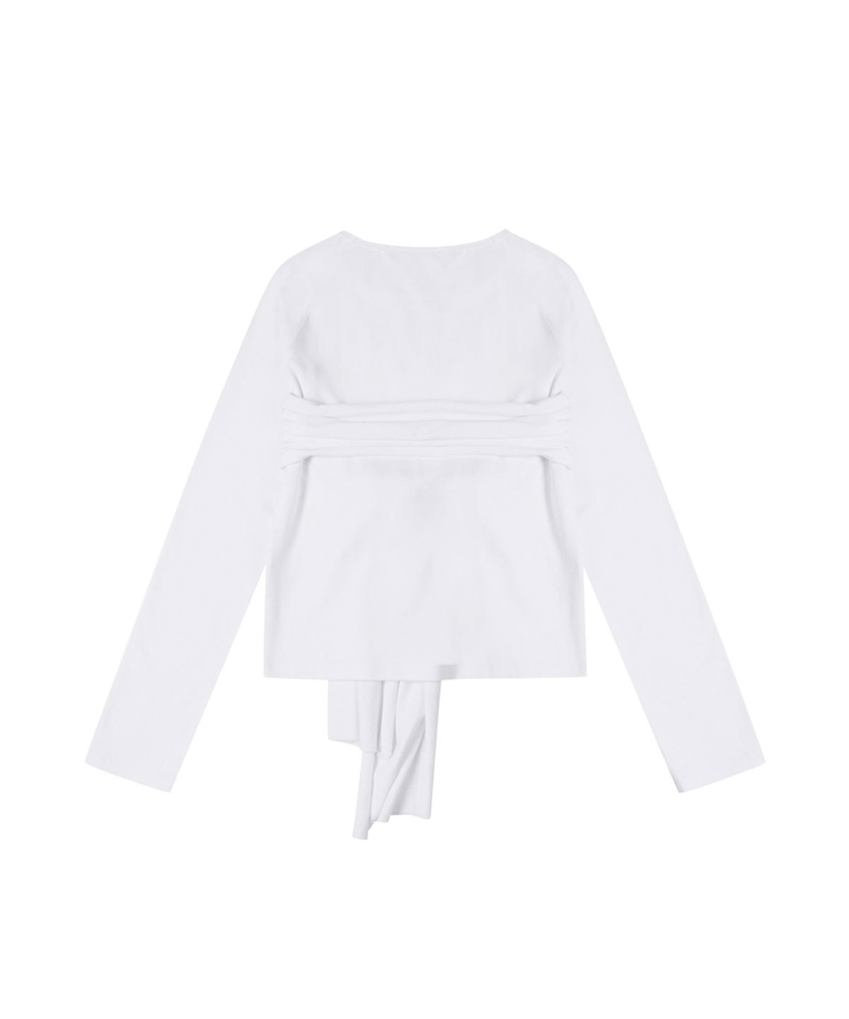 쓰리투에이티(THREE TO EIGHTY) RIBBON DRAPE LONG SLEEVE TEE WHITE