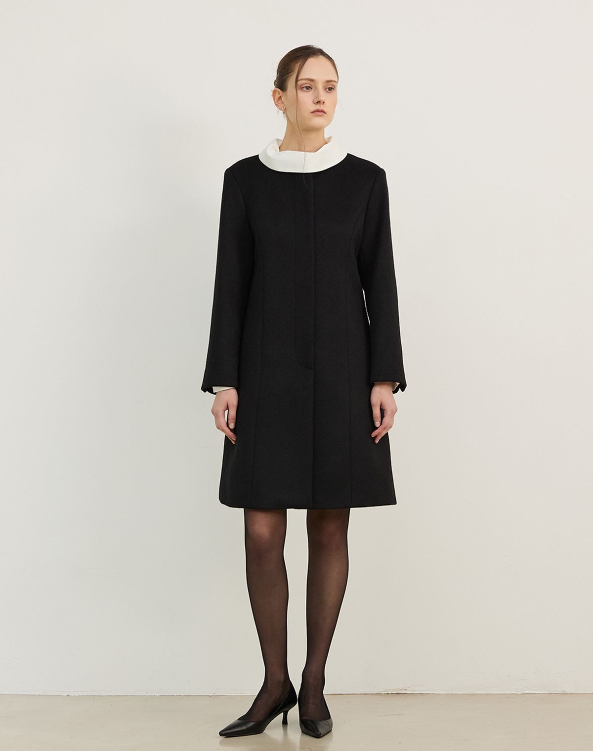 지에마르(GIEMAR) WOOL FLARE HALF COAT BLACK  울 플레어 하프 코트 블랙