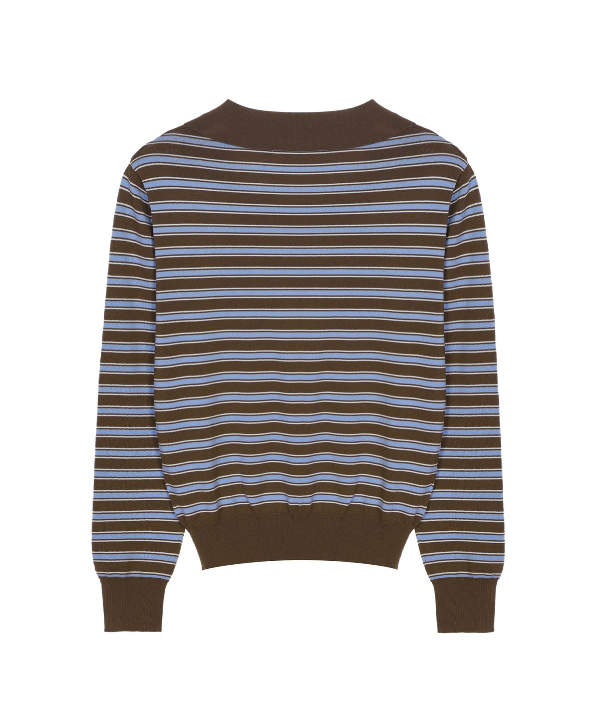 닉앤니콜(NICK&NICOLE) MULTI STRIPE V-NECK COLLAR KNIT_BROWN