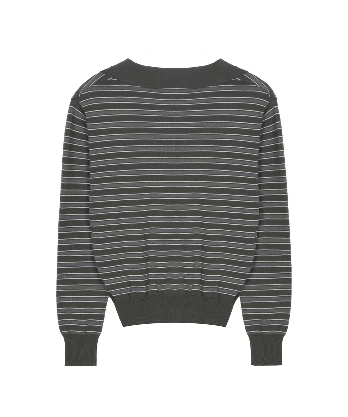 닉앤니콜(NICK&NICOLE) MULTI STRIPE V-NECK COLLAR KNIT_CHARCOAL