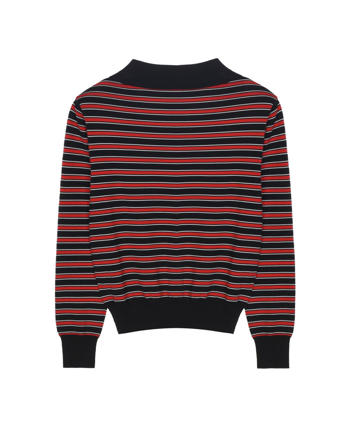 닉앤니콜(NICK&NICOLE) MULTI STRIPE V-NECK COLLAR KNIT_BLACK