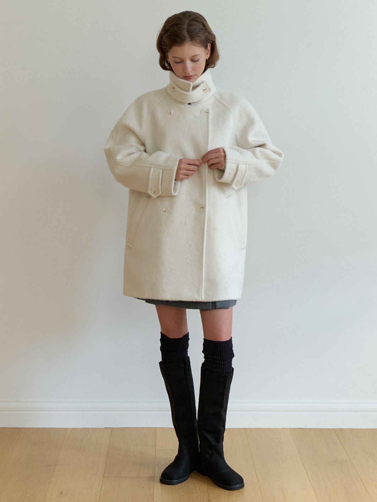리엘(RE L) Novv wool half coat (ivory)