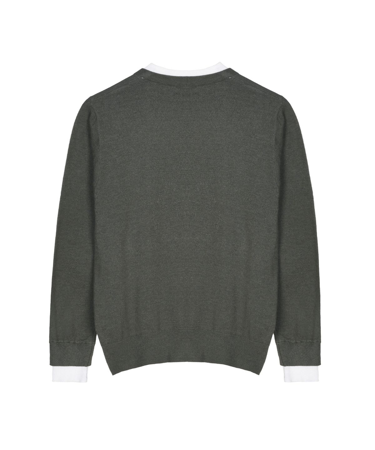 닉앤니콜(NICK&NICOLE) LAYERED ROUND V NECK KNIT_CHARCOAL