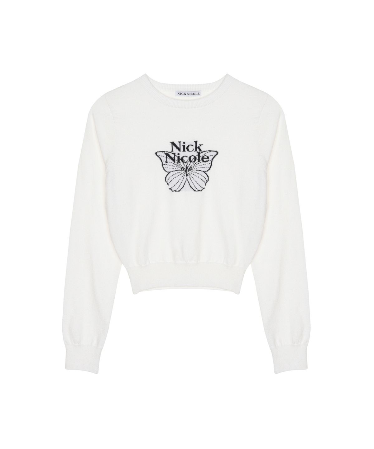 닉앤니콜(NICK&NICOLE) MINI BUTTERFLY SIGNATURE SLEEVE KNIT_IVORY BLACK