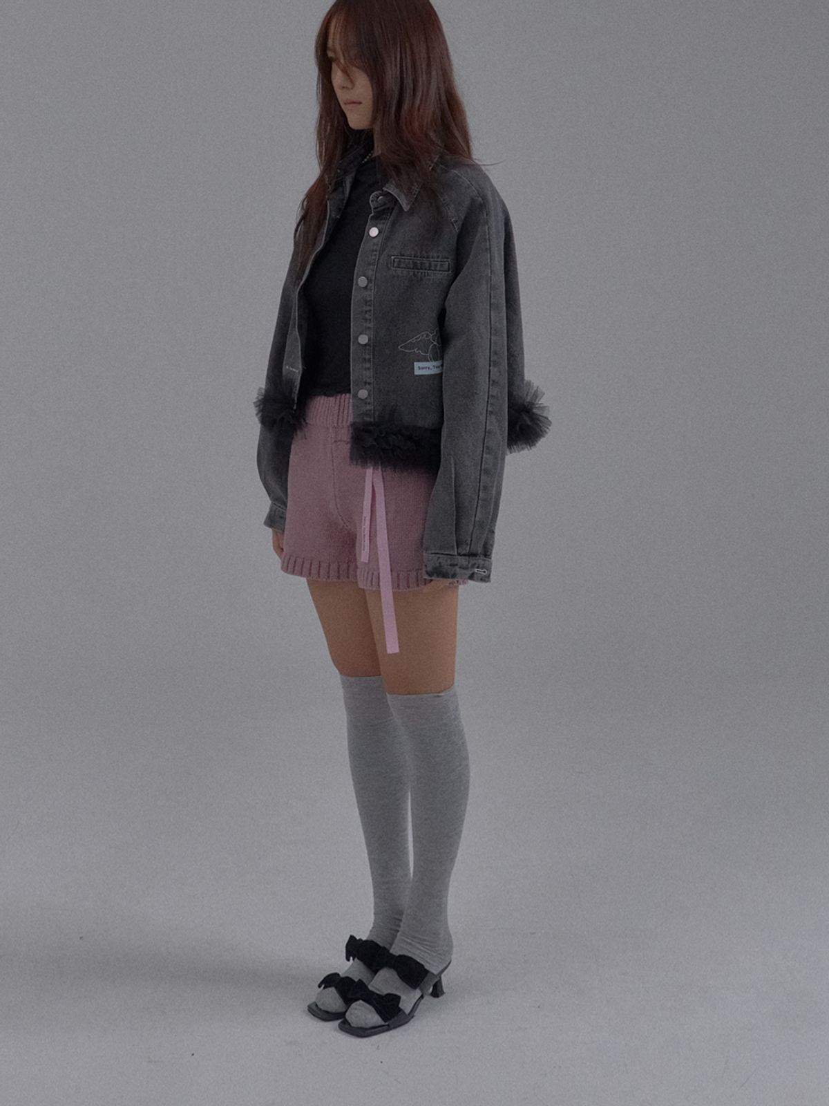 쏘리, 투 머치 러브(SORRY, TOO MUCH LOVE) Chic Girly High-Fit Long Tights_Grey