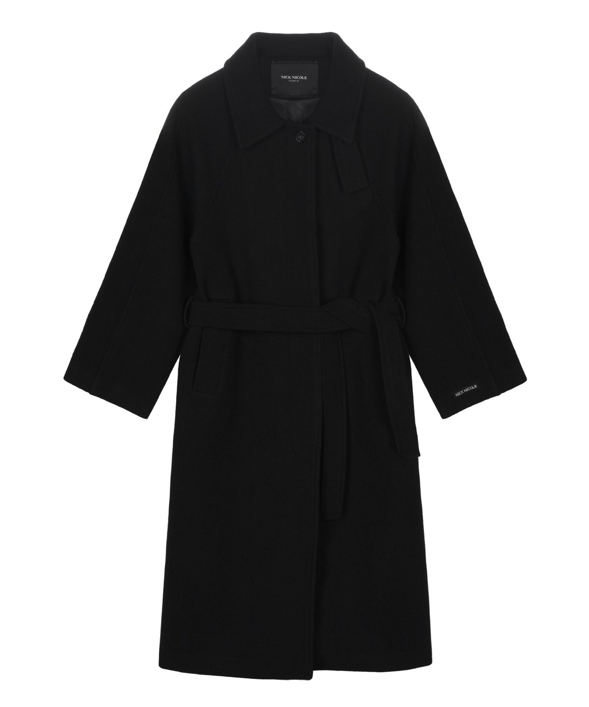 닉앤니콜(NICK&NICOLE) WOOL RAGLAN BALMACAAN LONG COAT_BLACK