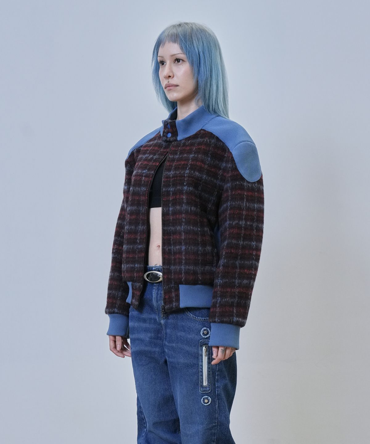 뉴제(NEWGE) Inside Out Check Jumper (WINE)