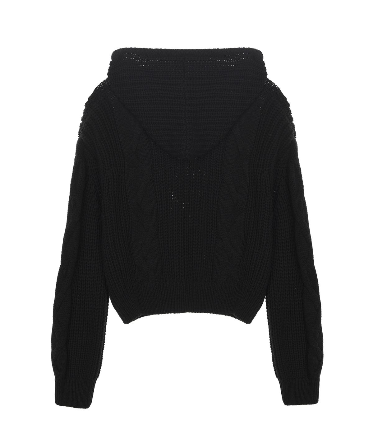 닉앤니콜(NICK&NICOLE) COZY BUTTON CABLE HOODIE KNIT_BLACK