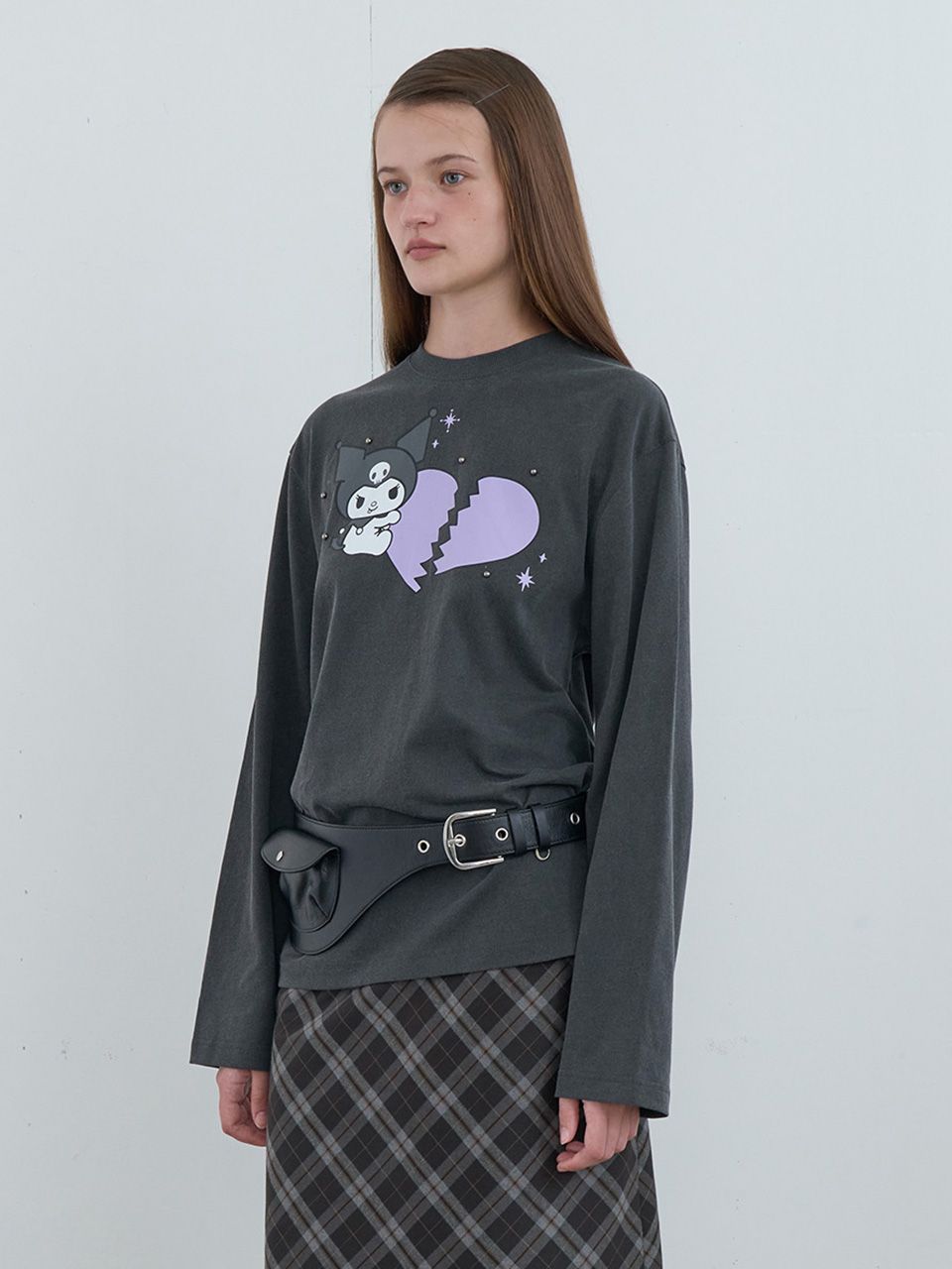 MUSINSA | KIJUN Kuromi Heartbreak Long Sleeve Tee Charcoal