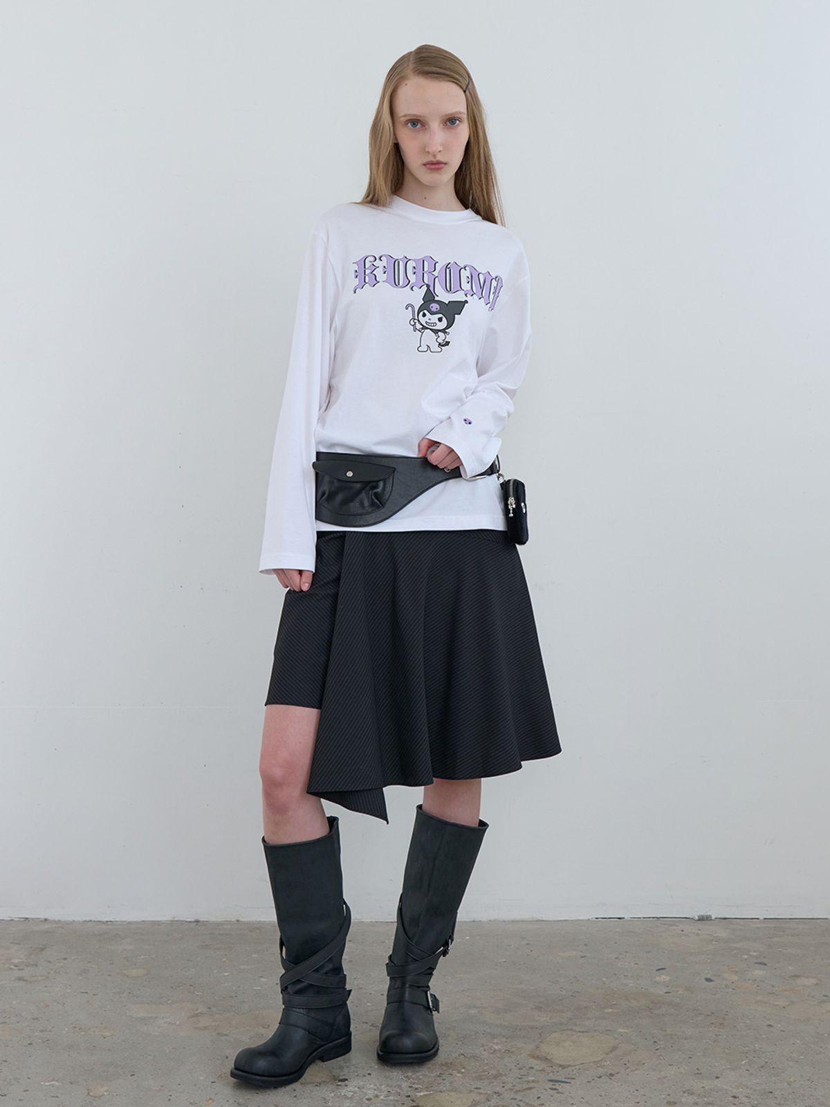 기준(KIJUN) Baddie Kuromi Long Sleeve Tee Off-White
