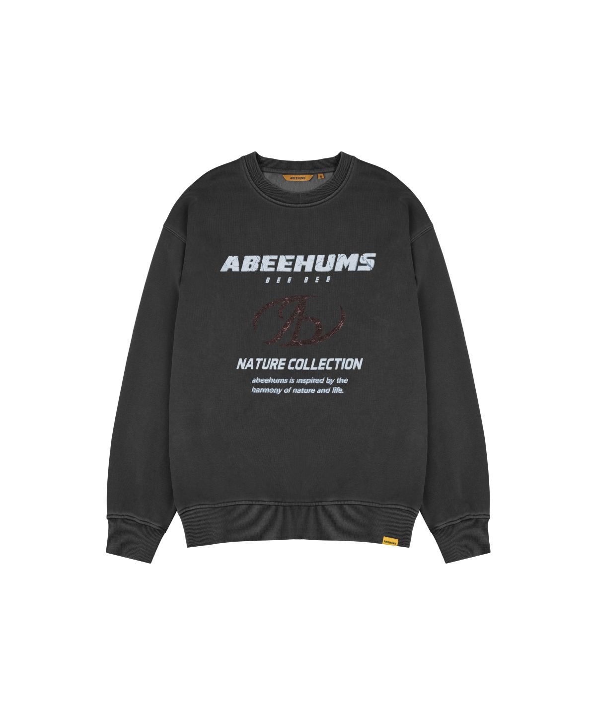 어비험즈(ABEEHUMS) 피그먼트 다잉 심볼 로고 스웨트셔츠 ABH357-118 챠콜