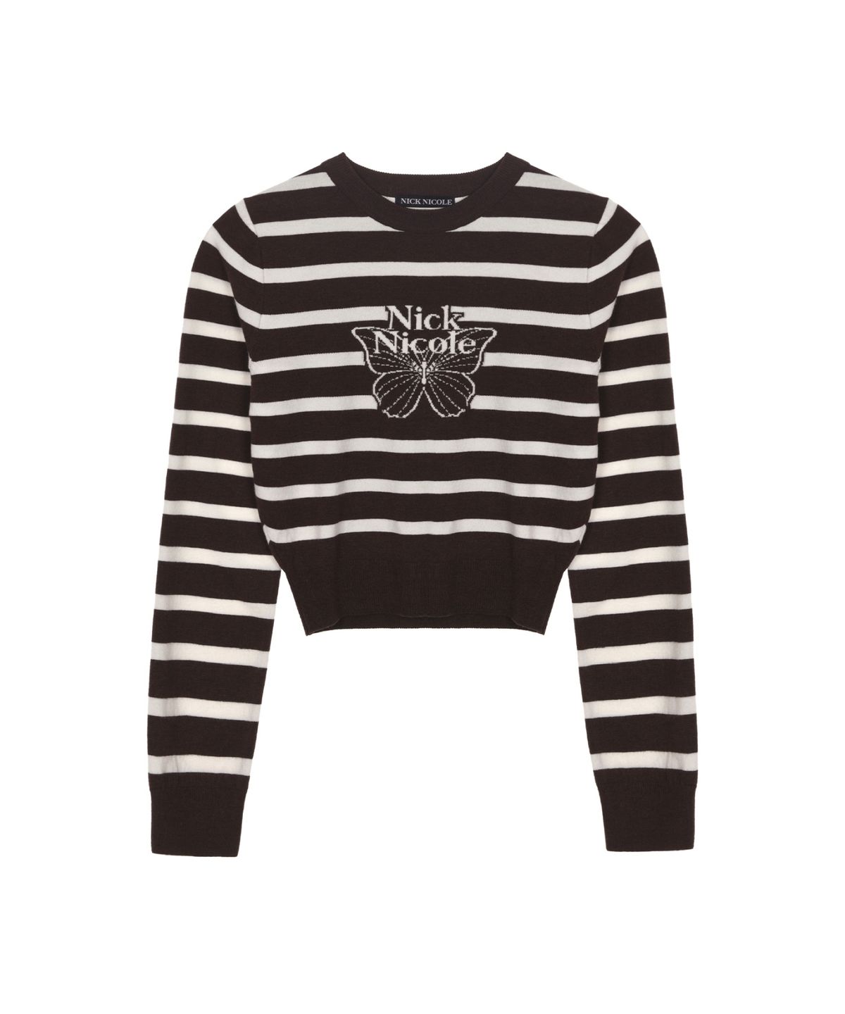 닉앤니콜(NICK&NICOLE) MINI BUTTERFLY SIGNATURE STRIPE KNIT_BROWN