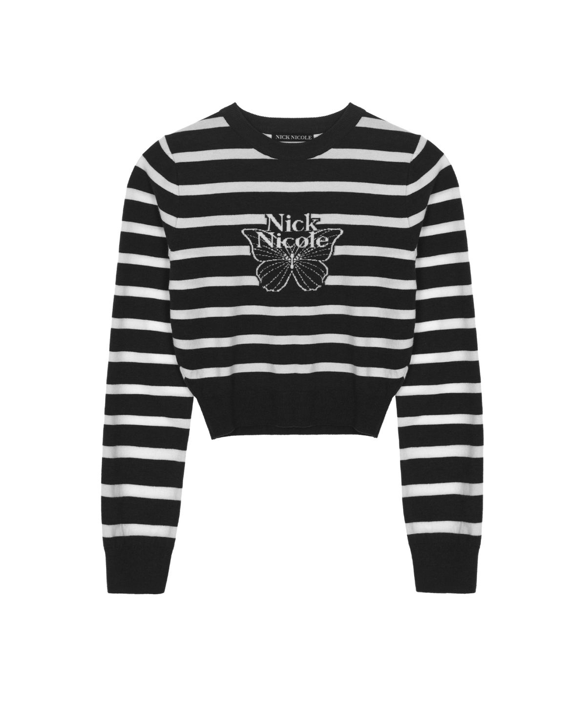 닉앤니콜(NICK&NICOLE) MINI BUTTERFLY SIGNATURE STRIPE KNIT_BLACK