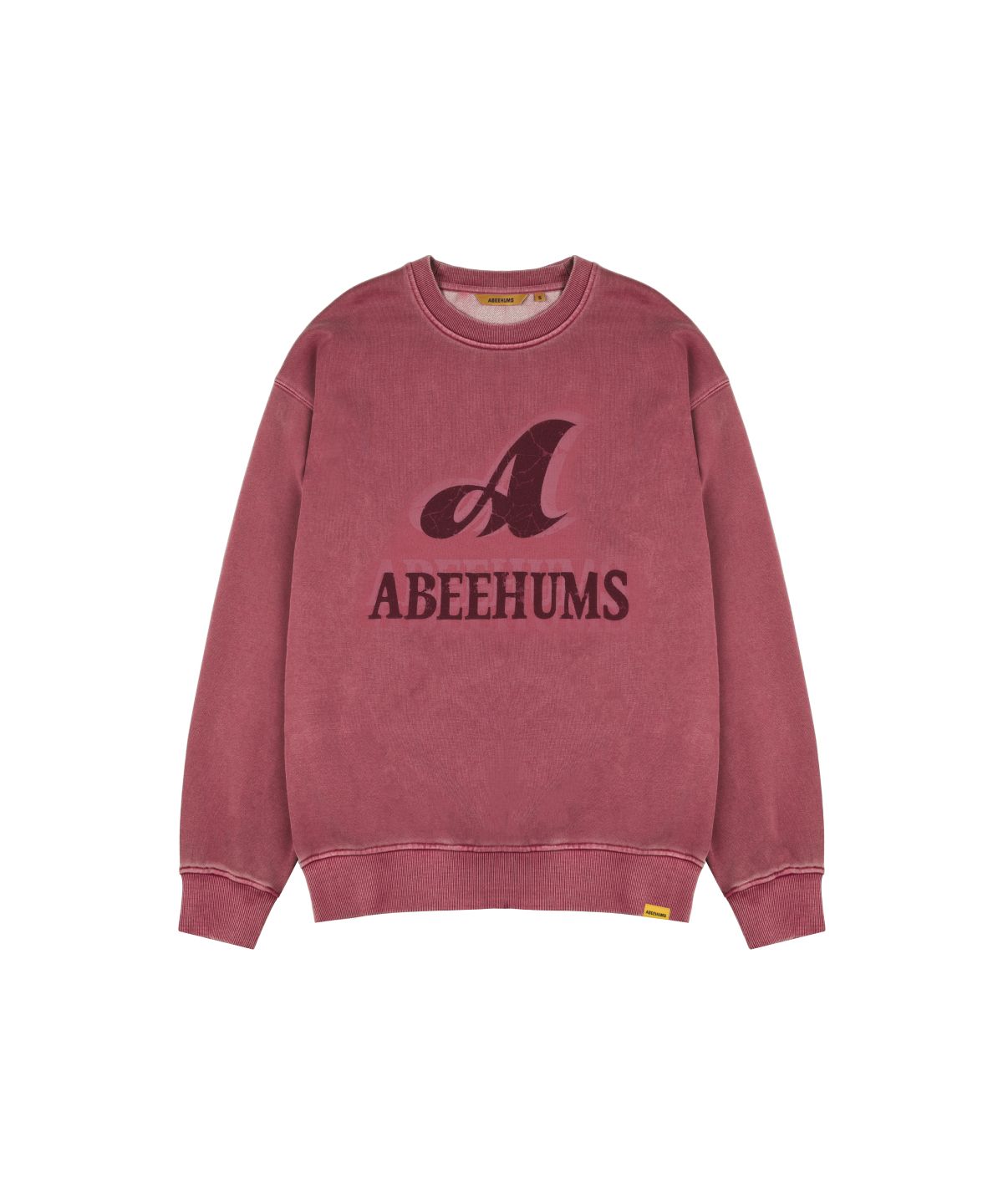 어비험즈(ABEEHUMS) 피그먼트 다잉 쉐도우 로고 스웨트셔츠 ABH357-119 더스티핑크