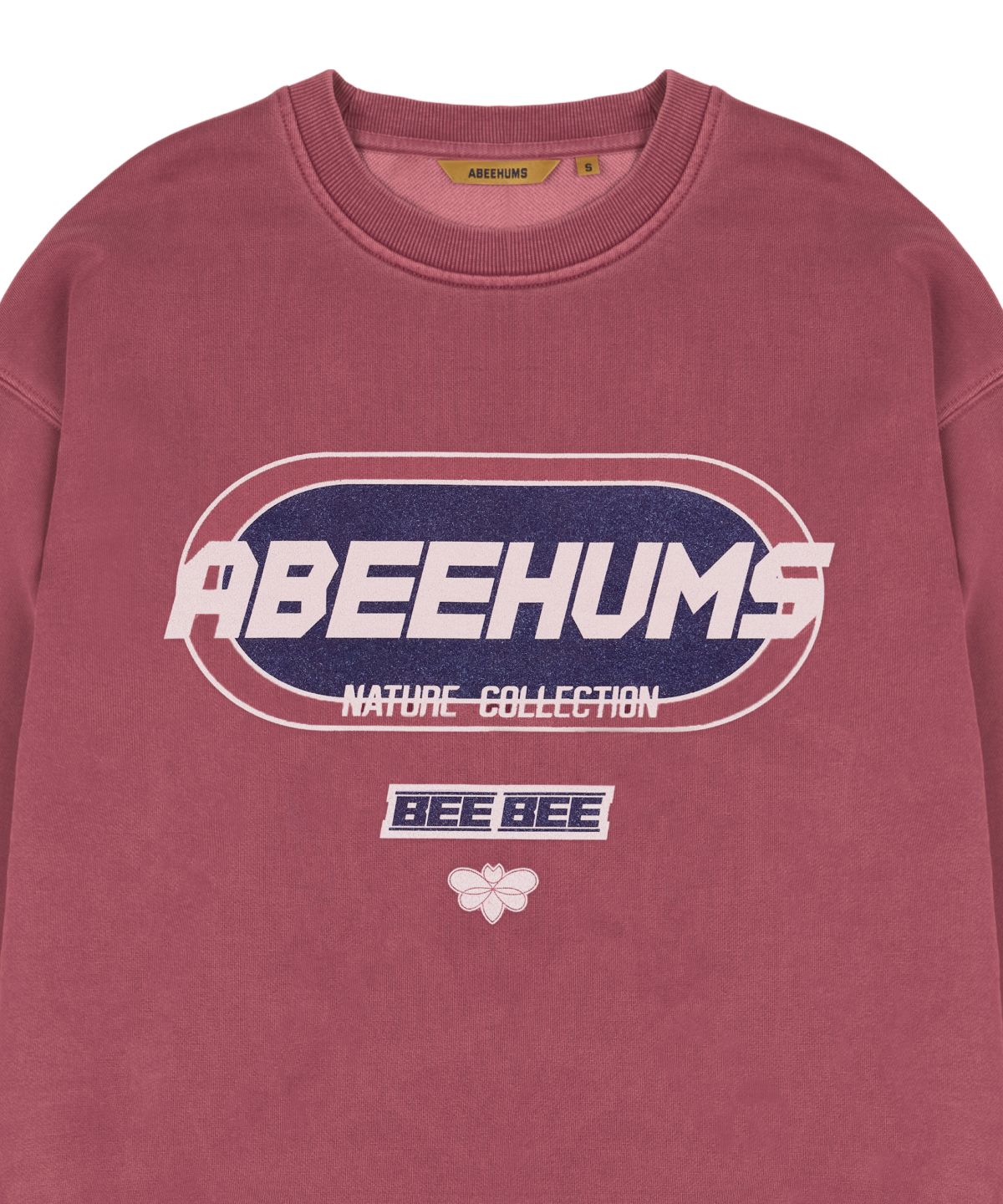 어비험즈(ABEEHUMS) 피그먼트 다잉 트랙 로고 스웨트셔츠 ABH357-120 더스티핑크