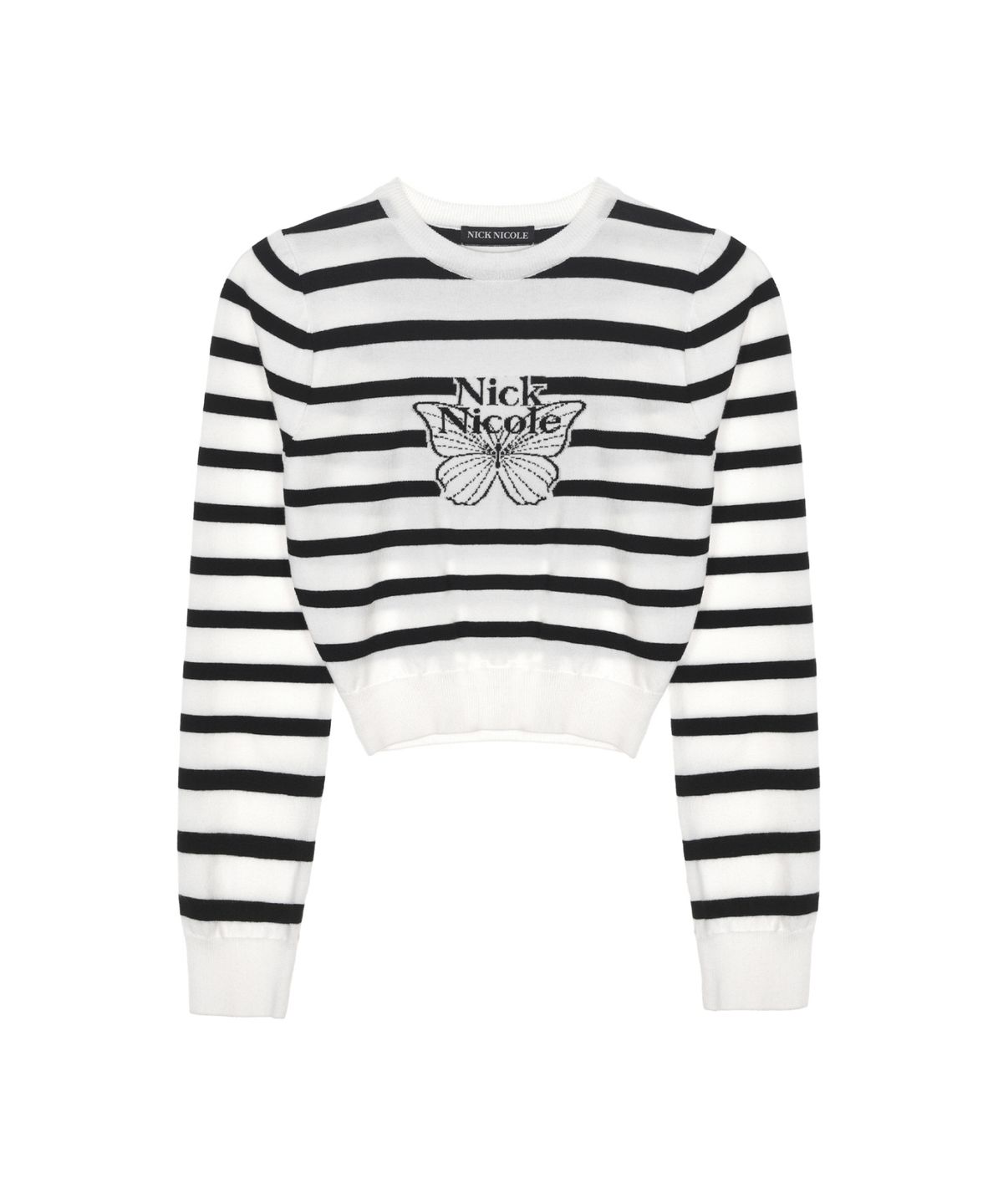 닉앤니콜(NICK&NICOLE) MINI BUTTERFLY SIGNATURE STRIPE KNIT_IVORY