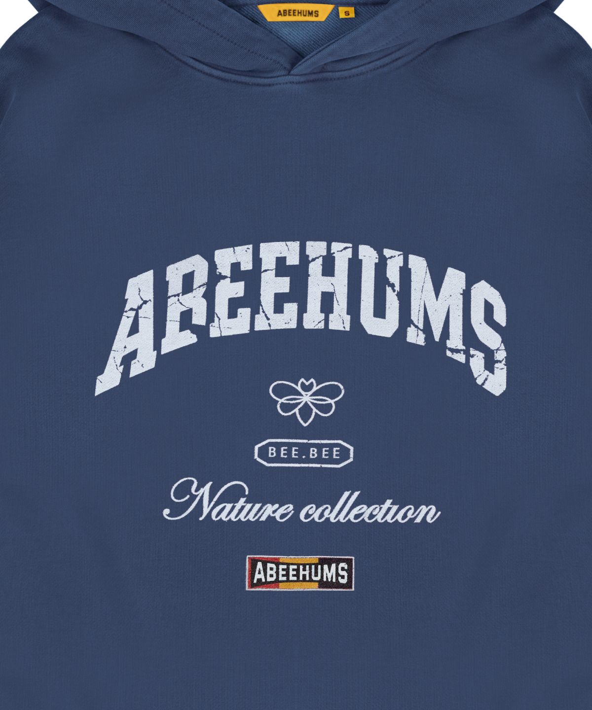 어비험즈(ABEEHUMS) 피그먼트 다잉 심볼 로고 후드 스웨트 셔츠 ABH357-114 블루