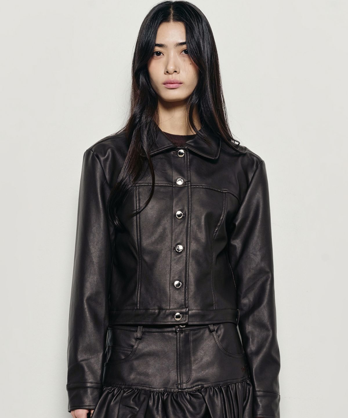 닉앤니콜(NICK&NICOLE) TRUCKER LINE LEATHER JACKET_BROWN