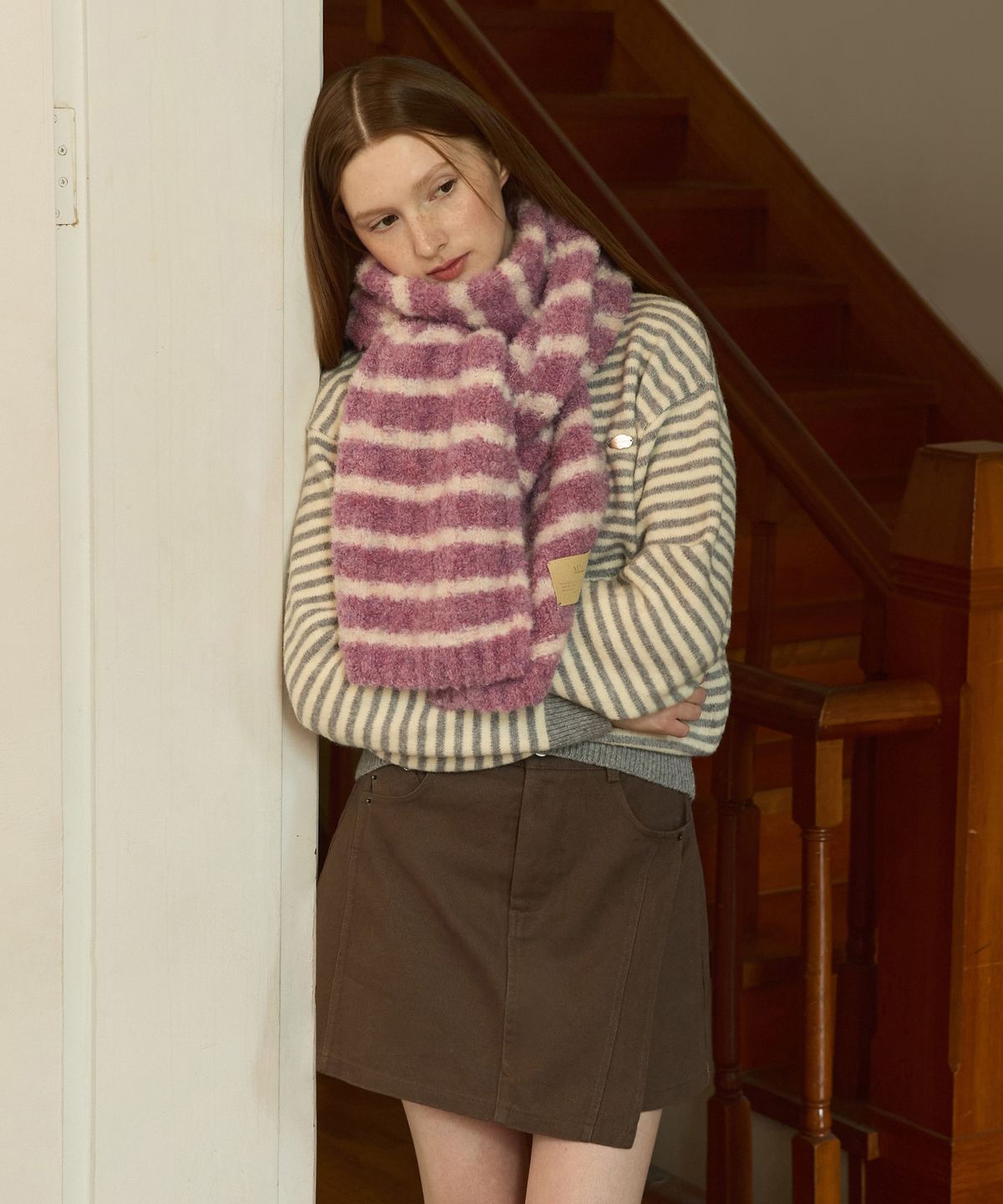 어다울(ADAUL) Bubbly stripe long muffler - 5color