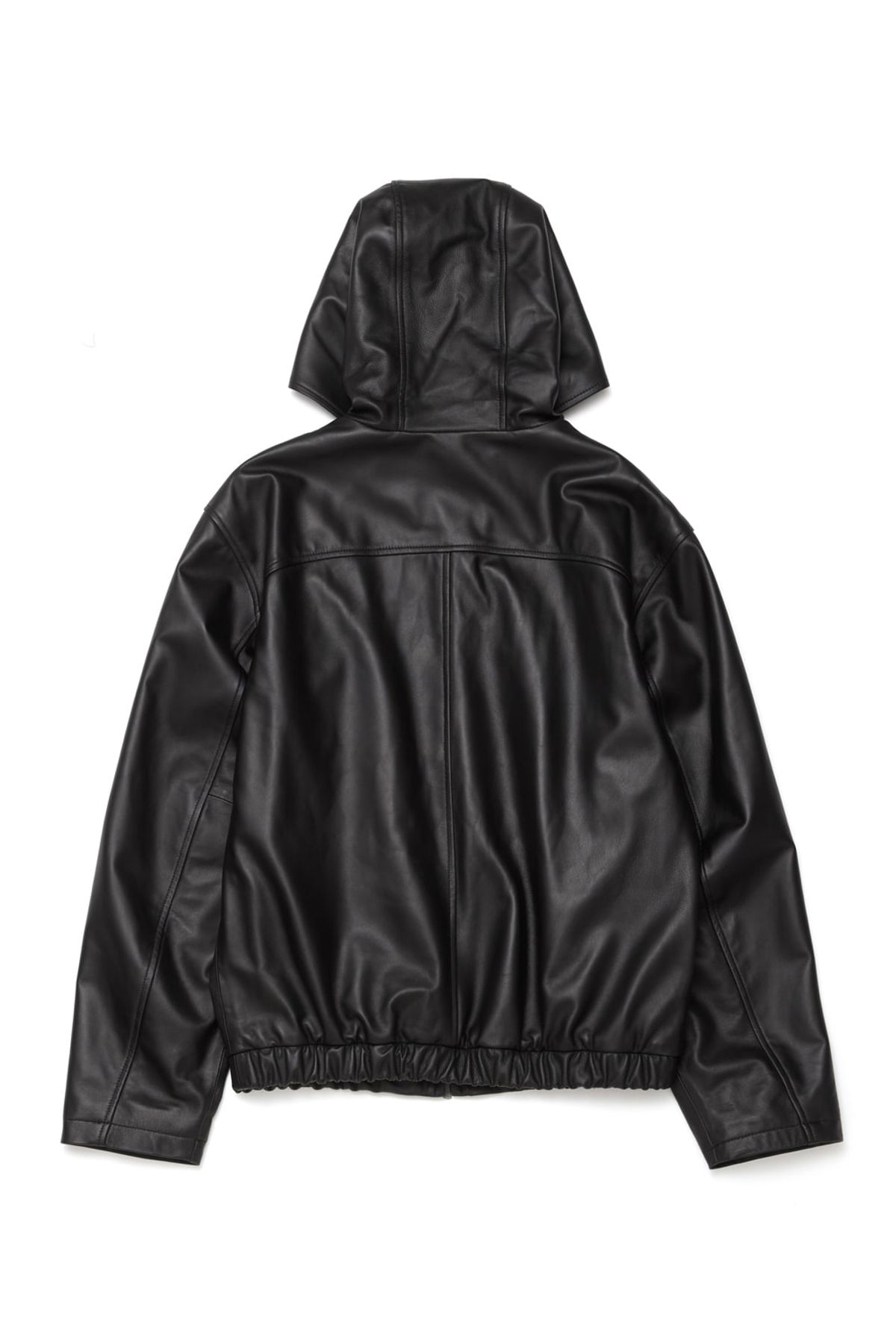 해칭룸(HATCHINGROOM) Leather Hoodie Lamb Nappa Black