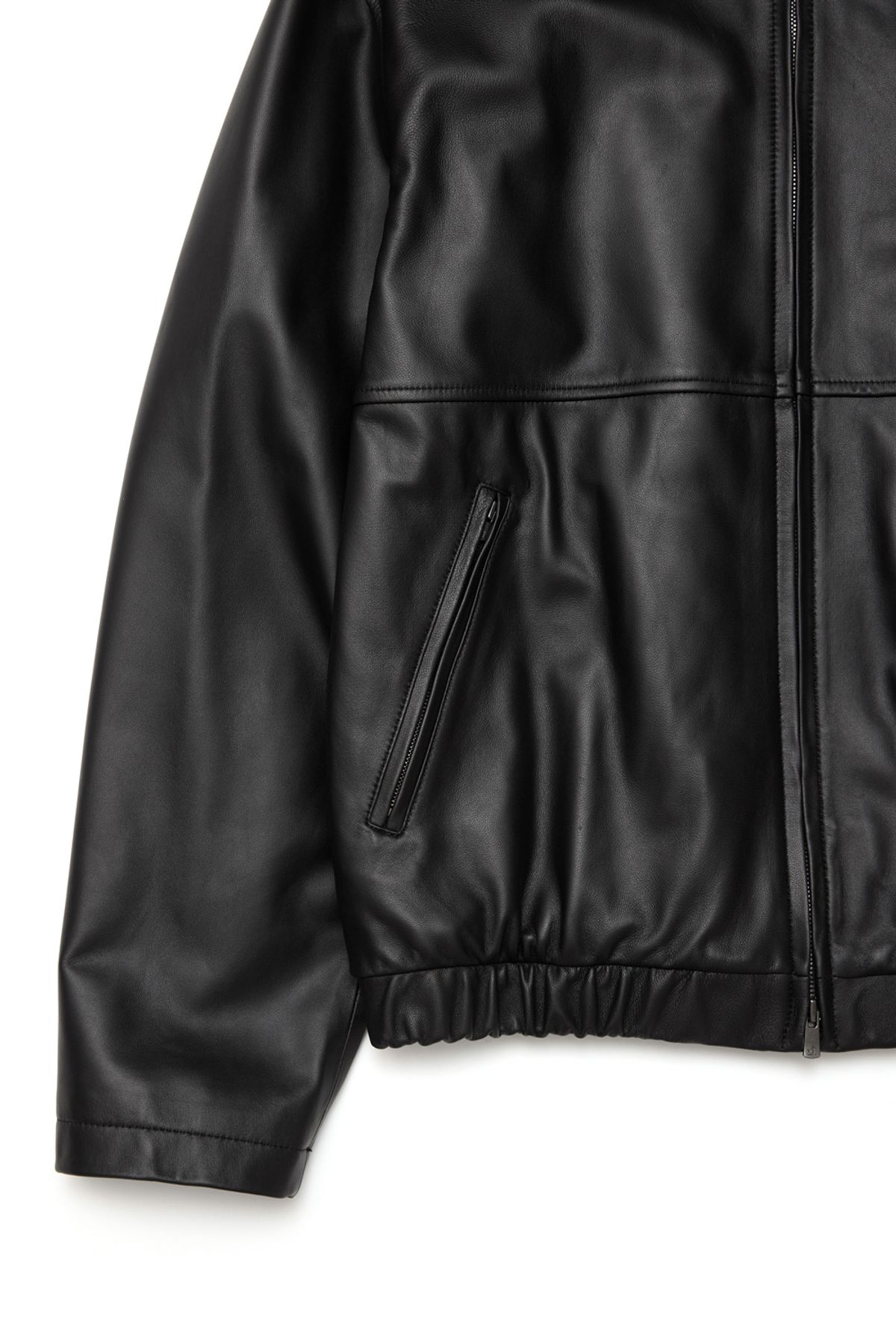 해칭룸(HATCHINGROOM) Leather Hoodie Lamb Nappa Black