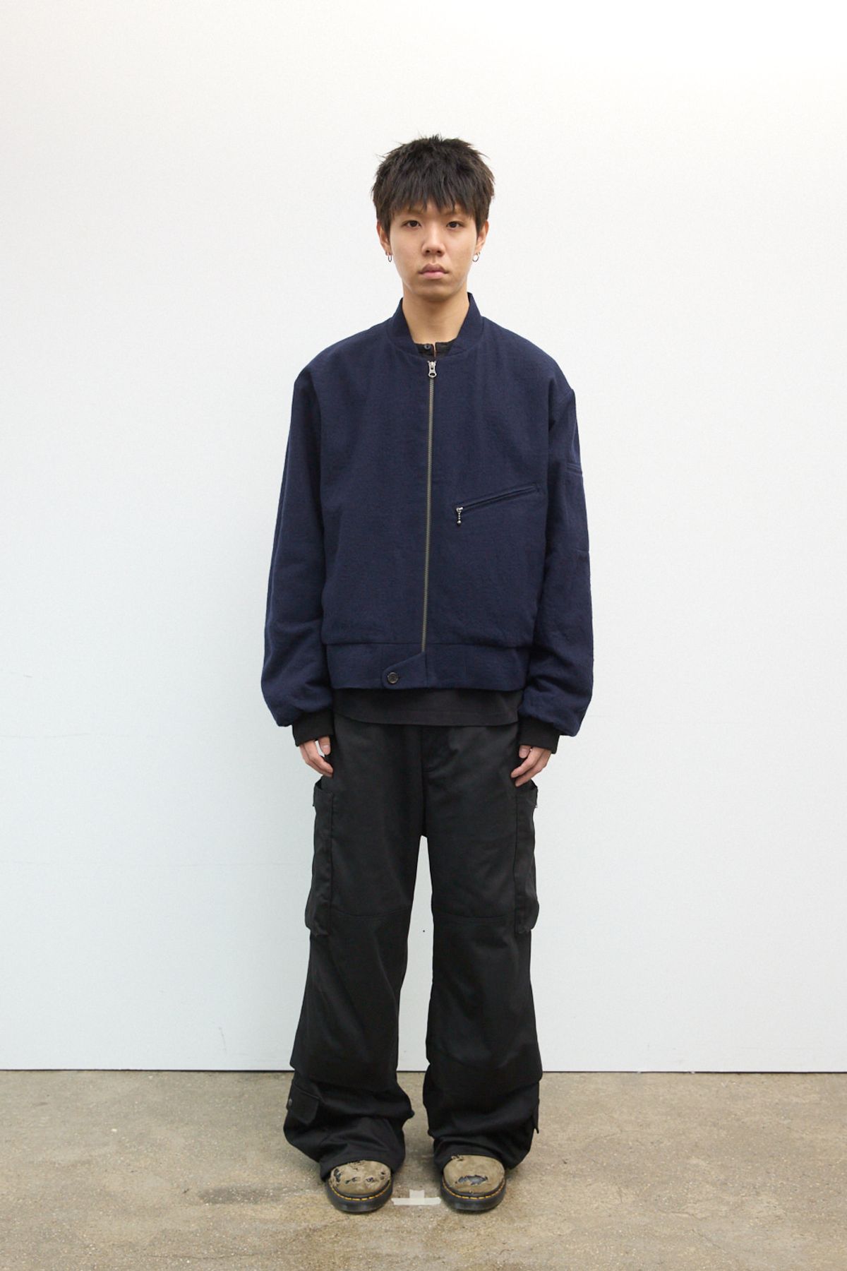 해칭룸(HATCHINGROOM) Hairy Bomber Jacket Dark Navy
