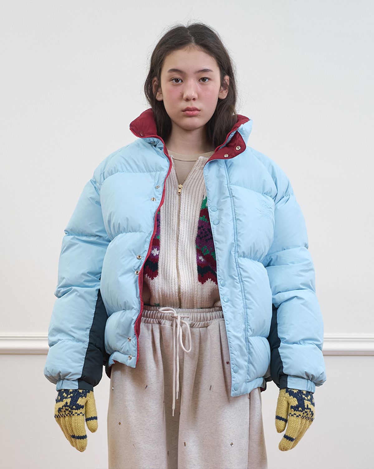 노컨텐츠(NOCONTENT) 280. 리버시블 덕다운 점퍼 _ 스카이블루 레드