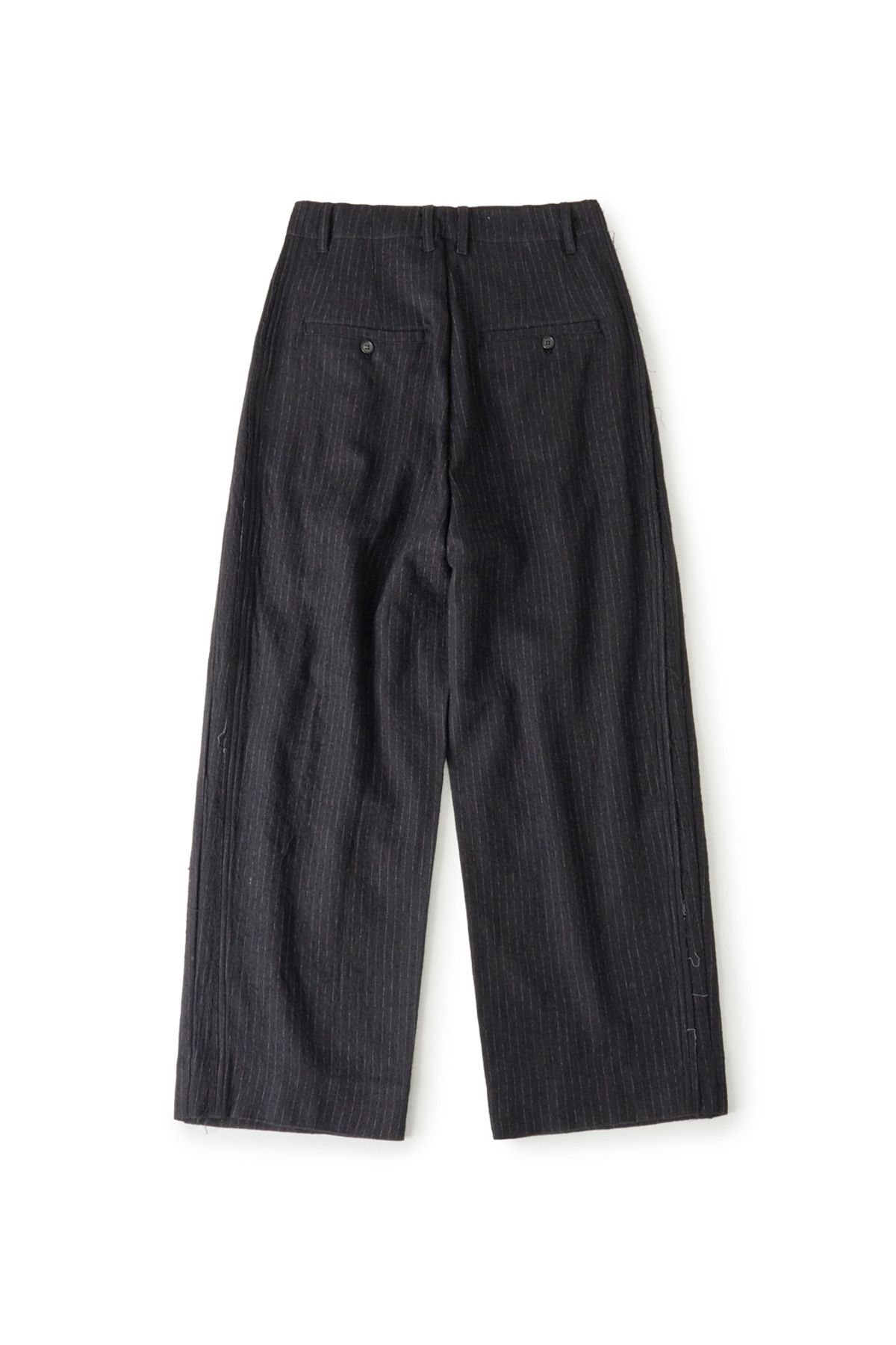 해칭룸(HATCHINGROOM) Hairy Deep Pleats Trousers Stripe Black