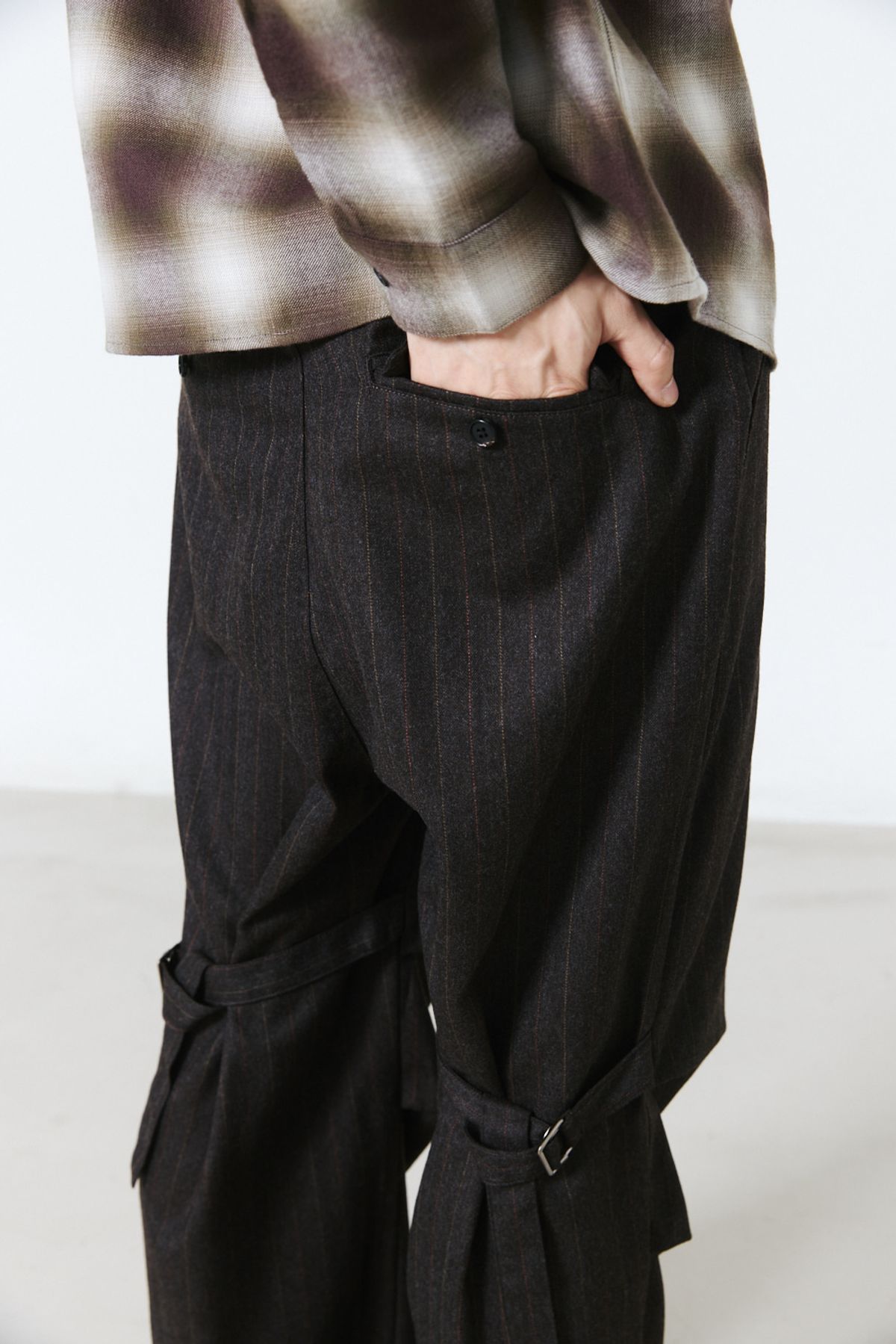 해칭룸(HATCHINGROOM) Bondage Snow Trousers Stripe Brown