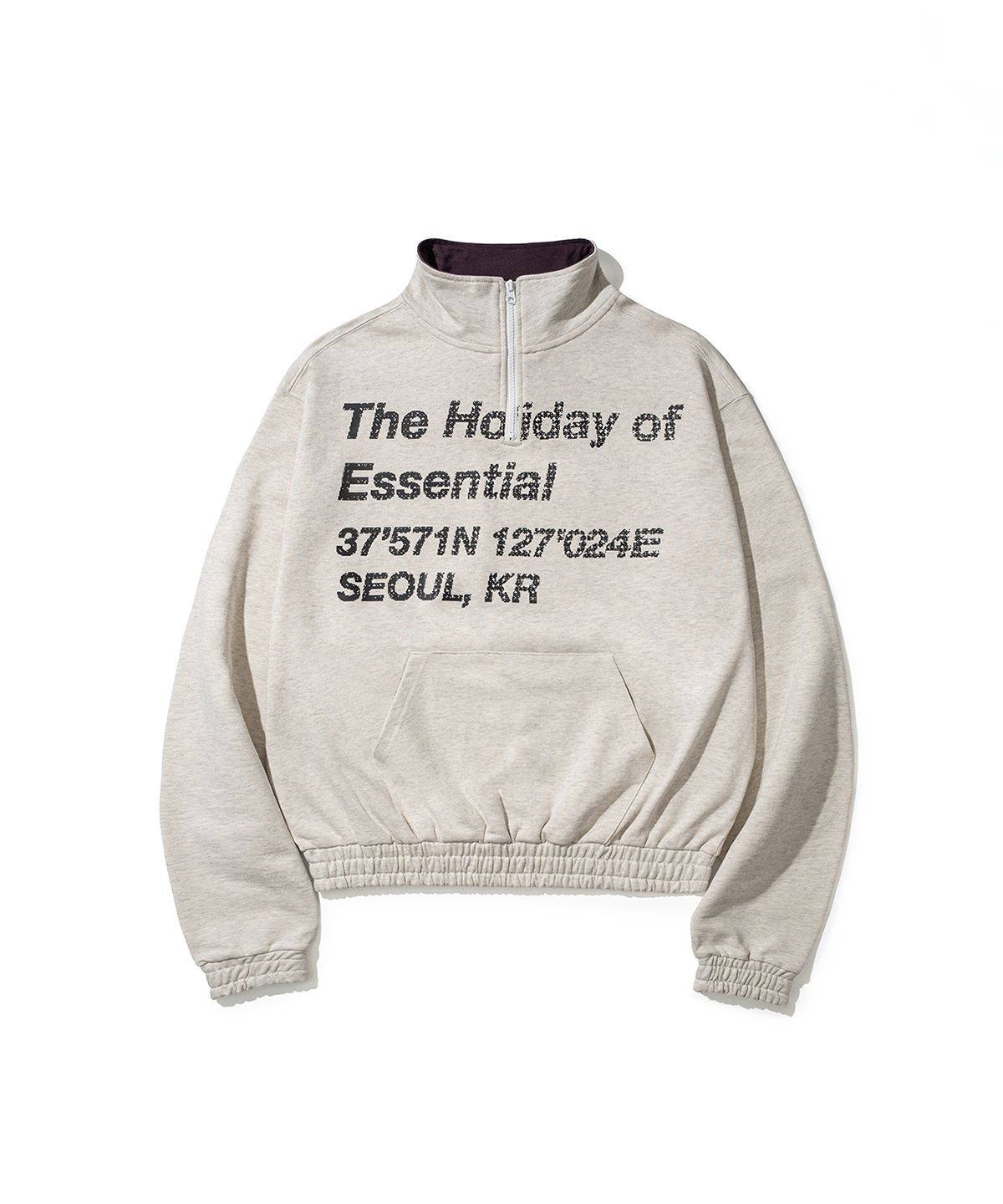 익스프레스홀리데이(EXPRESSHOLIDAY) 홀리데이 에센셜 하프집업_멜란지 화이트