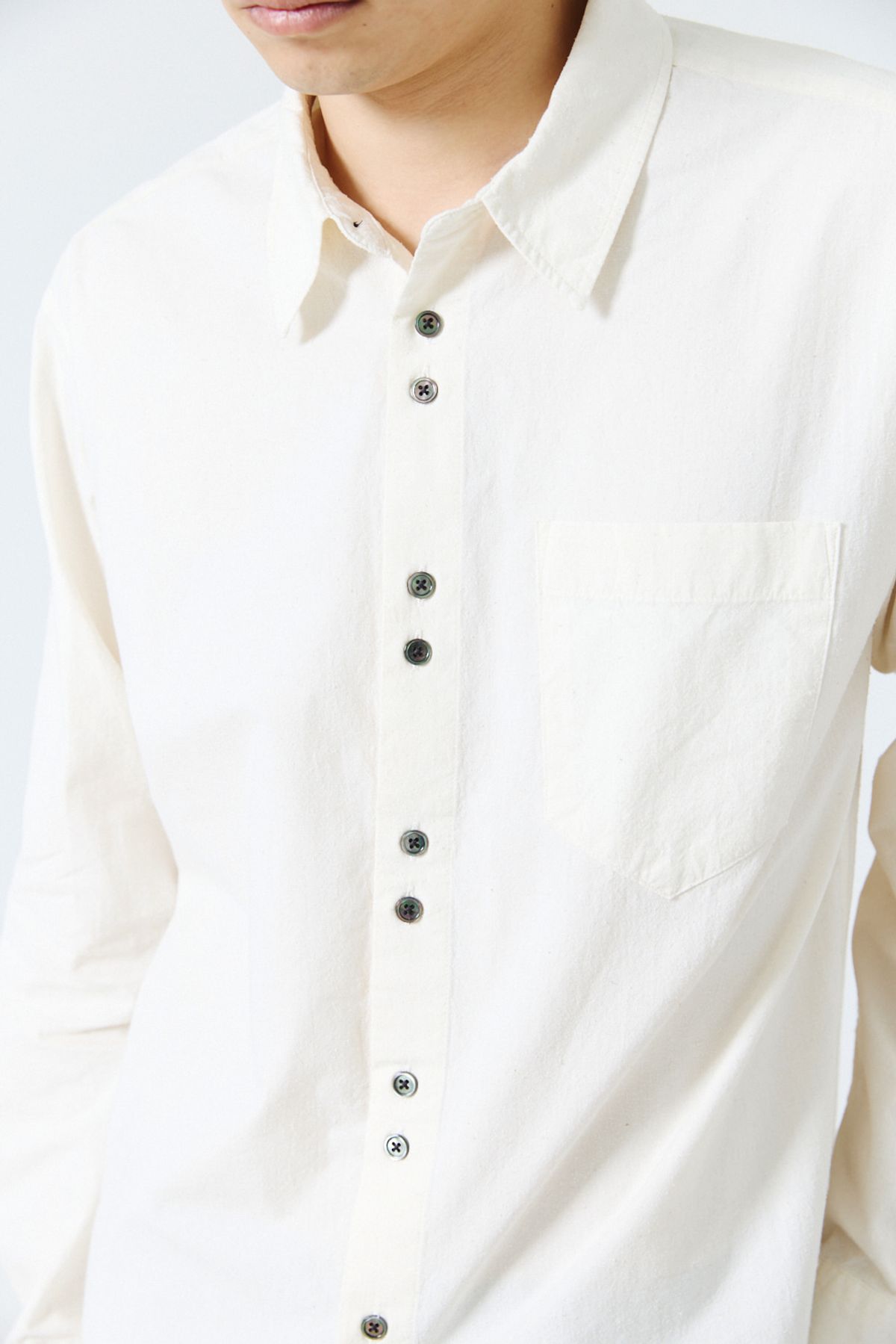 해칭룸(HATCHINGROOM) Rana Shirt Silk Nep Ecru
