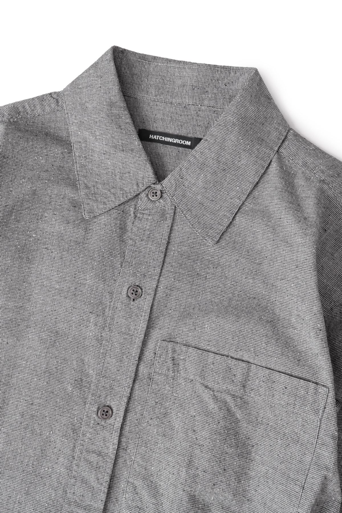해칭룸(HATCHINGROOM) Regular Shirt Silk Nep Houndstooth Black