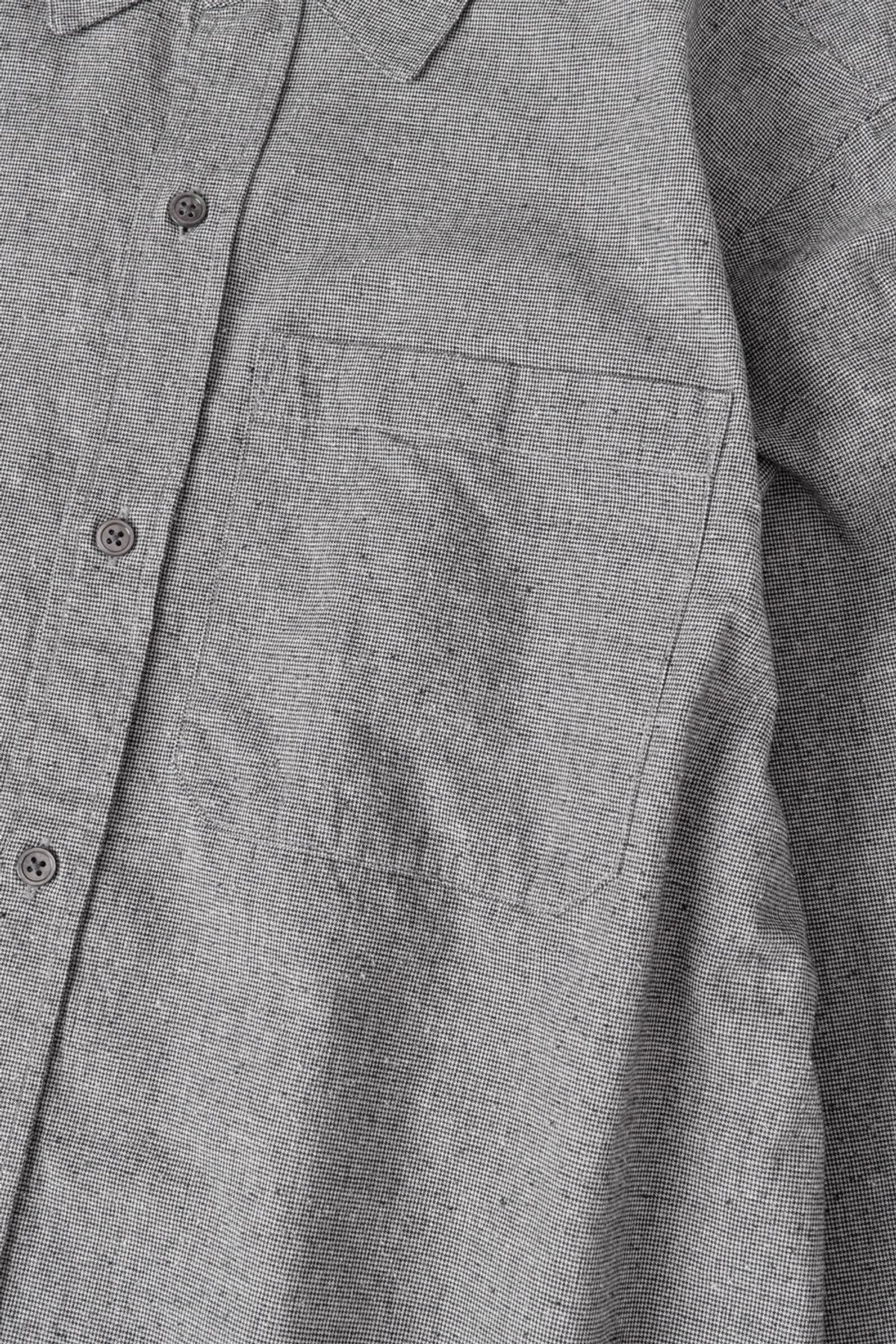 해칭룸(HATCHINGROOM) Regular Shirt Silk Nep Houndstooth Black