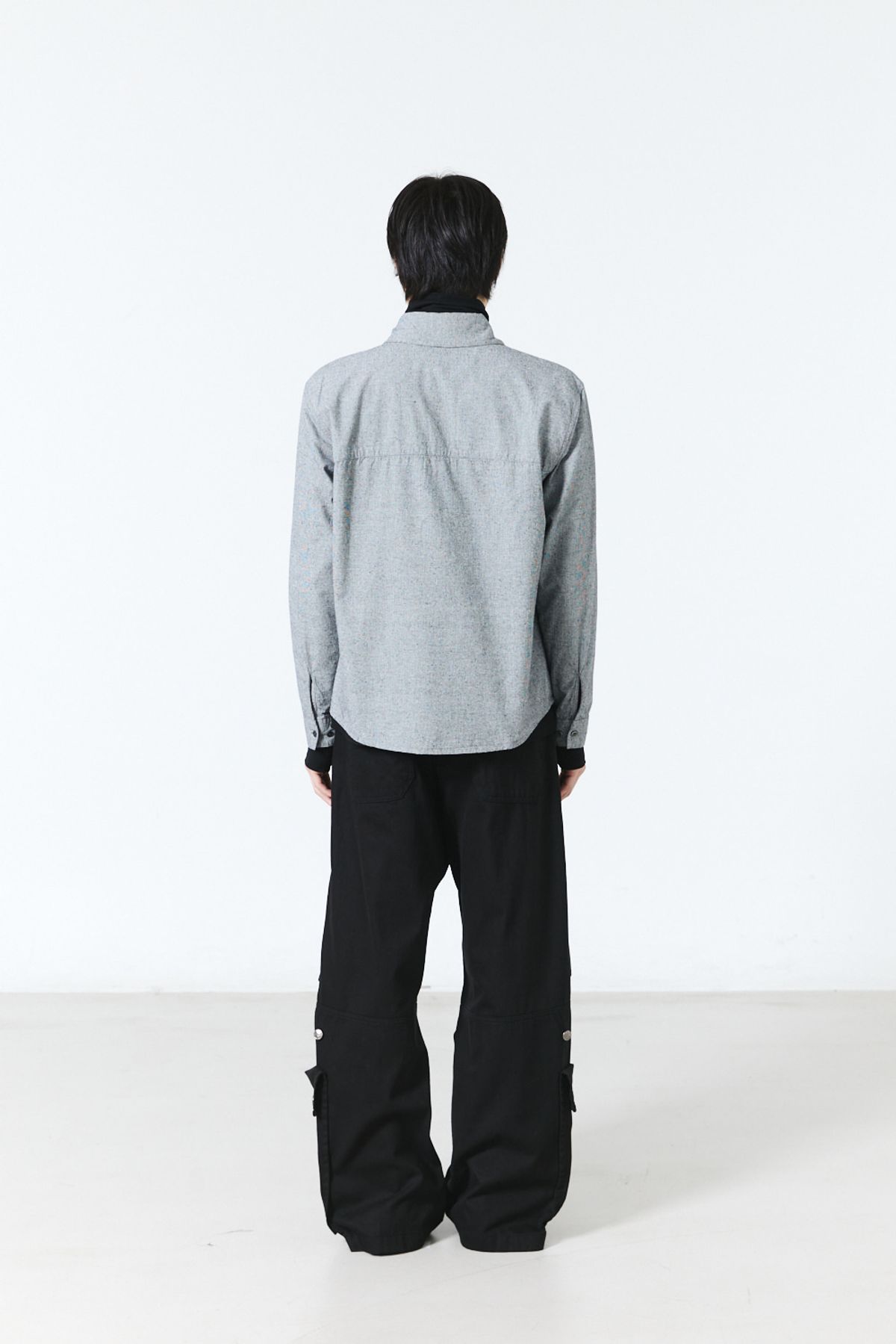 해칭룸(HATCHINGROOM) Regular Shirt Silk Nep Houndstooth Black