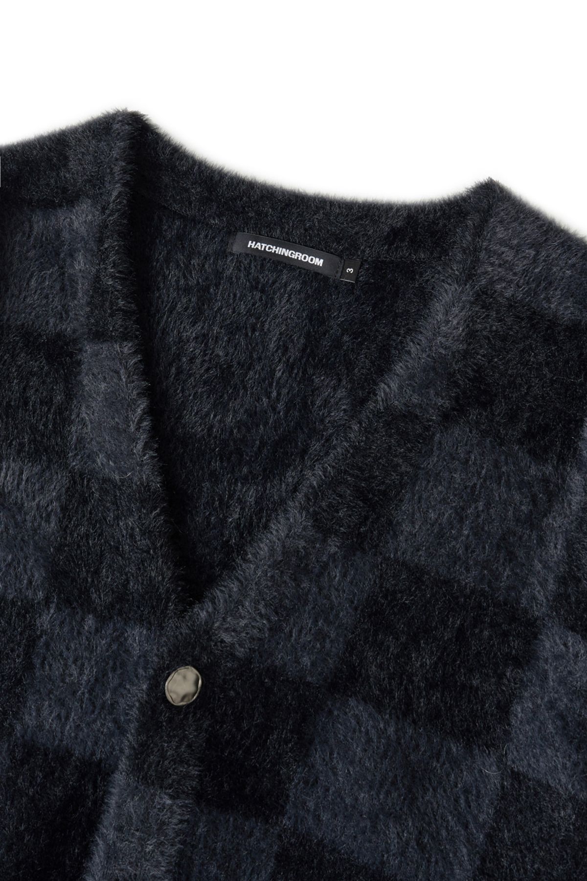 해칭룸(HATCHINGROOM) Hairy Cardigan Checkerboard Black/Charcoal