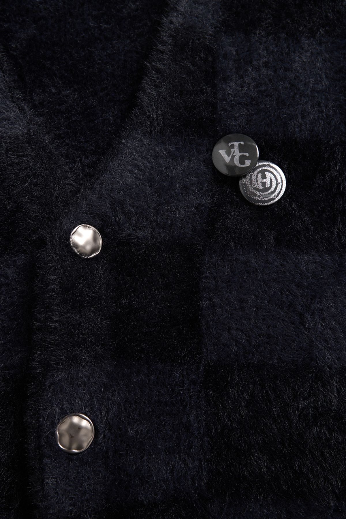 해칭룸(HATCHINGROOM) Hairy Cardigan Checkerboard Black/Charcoal