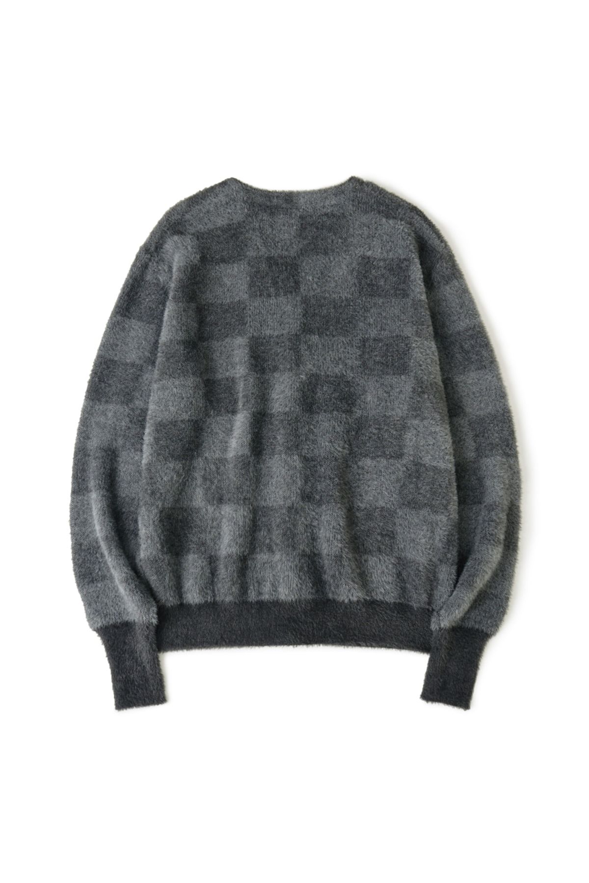 해칭룸(HATCHINGROOM) Hairy Cardigan Checkerboard Charcoal/Grey