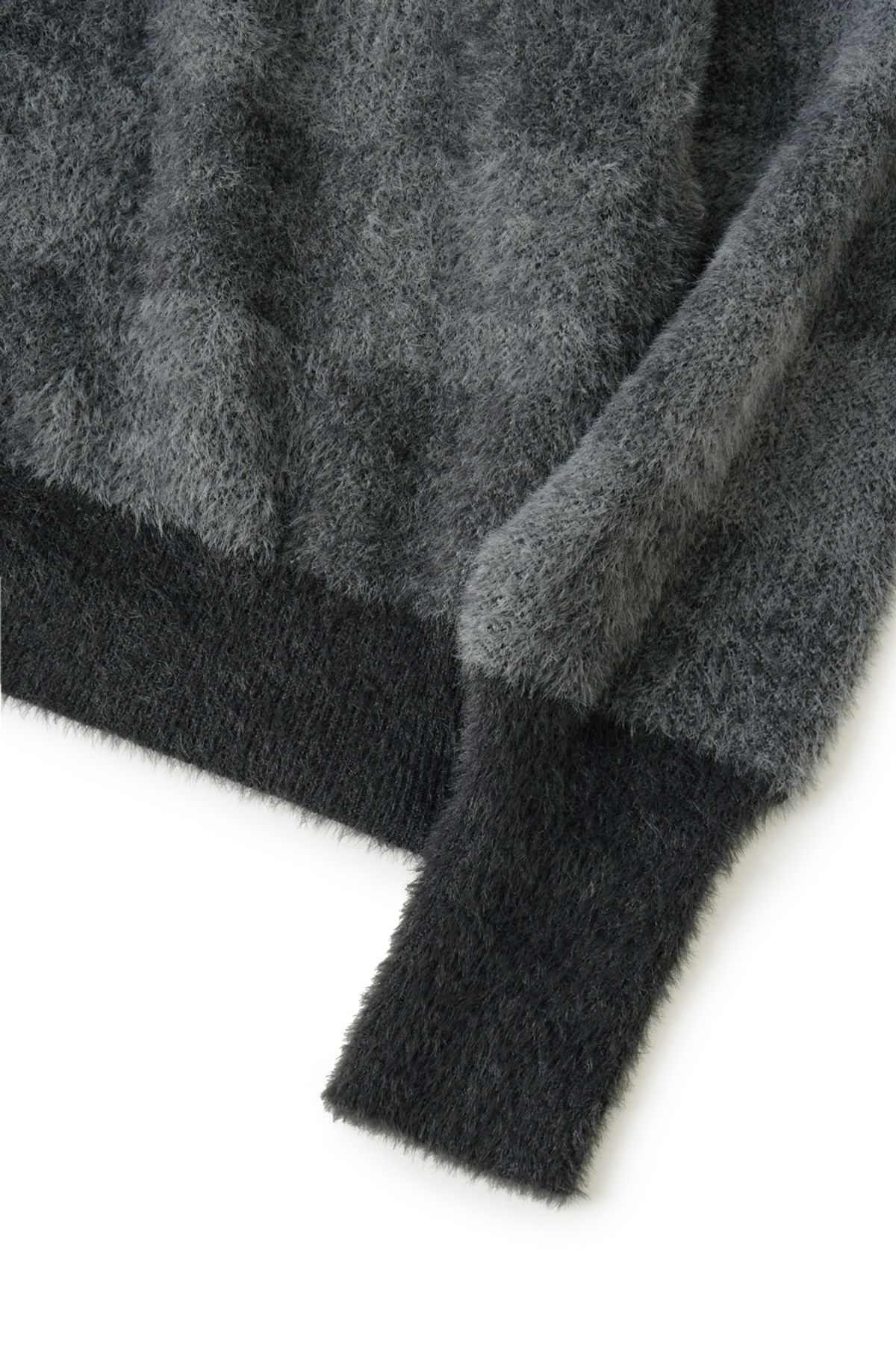 해칭룸(HATCHINGROOM) Hairy Cardigan Checkerboard Charcoal/Grey