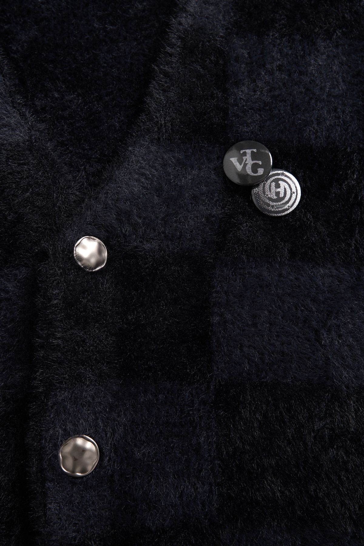 해칭룸(HATCHINGROOM) Hairy Cardigan Checkerboard Charcoal/Grey