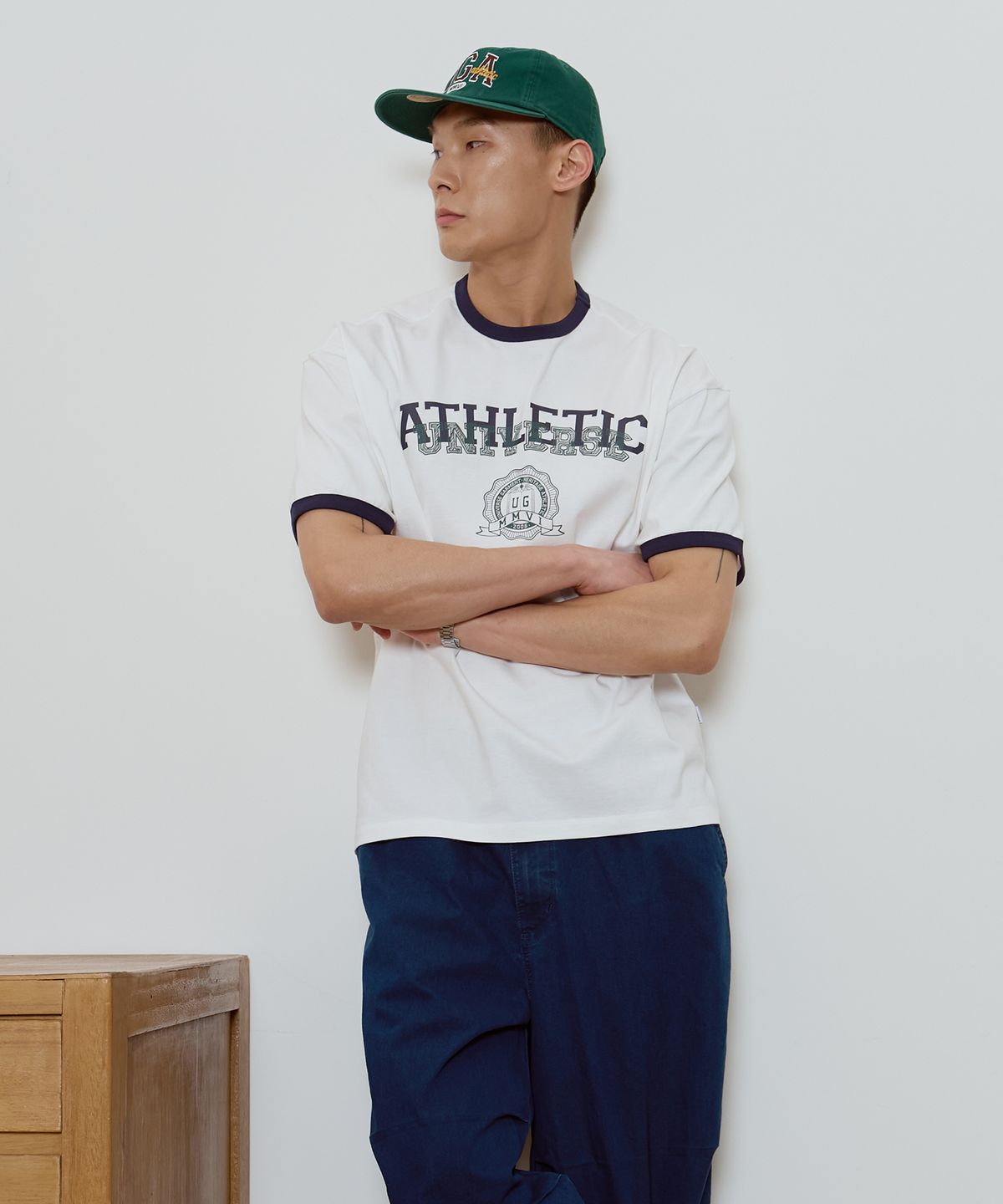유니버스 가먼트(UNIVERSE GARMENT) UG 애슬래틱 링거 티셔츠_WHITE