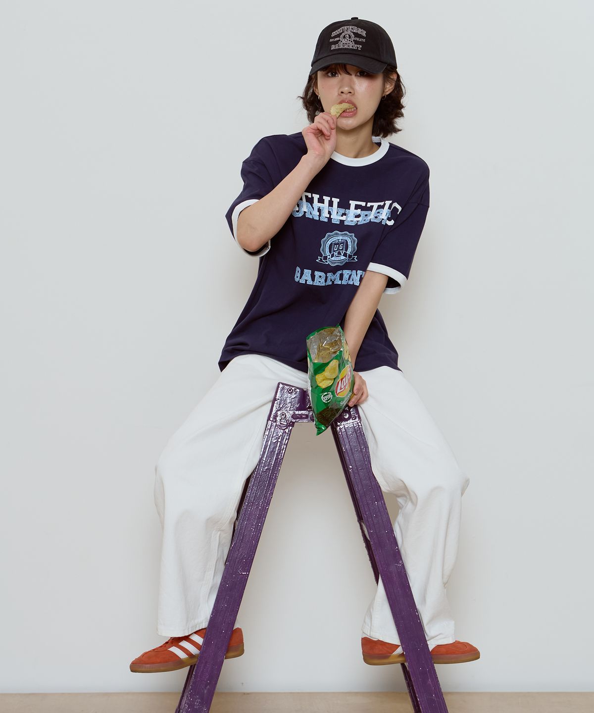 유니버스 가먼트(UNIVERSE GARMENT) UG 애슬래틱 링거 티셔츠_NAVY