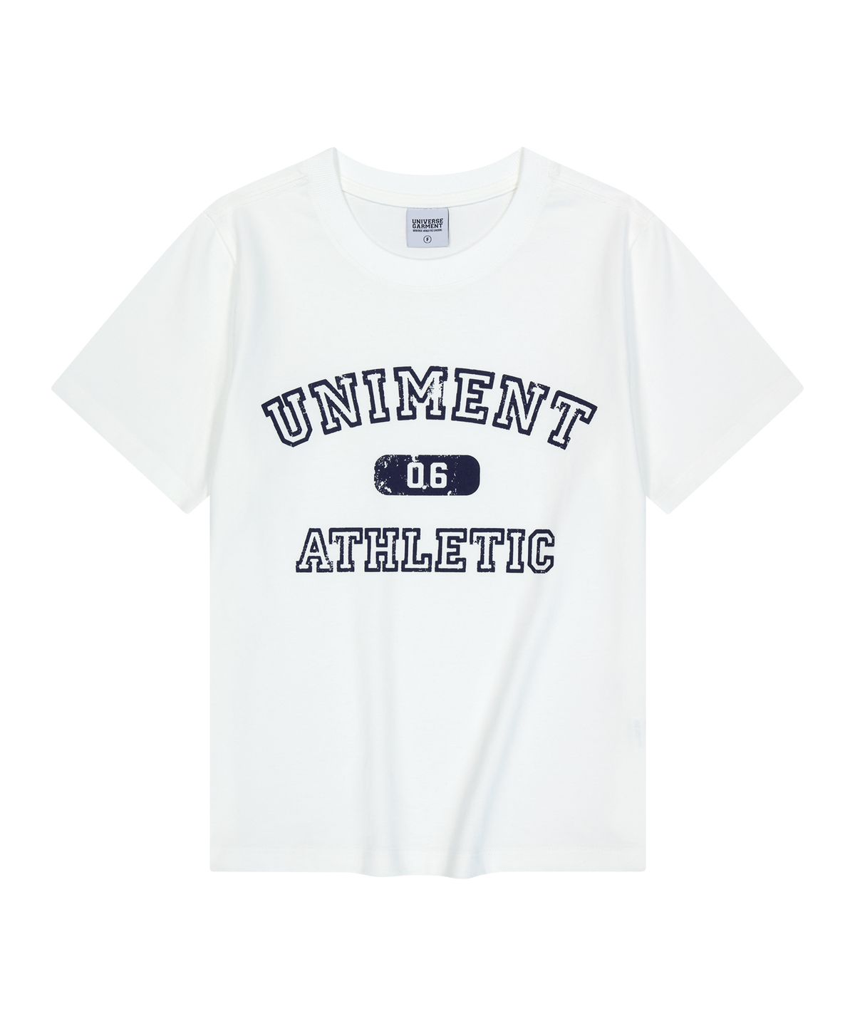 유니버스 가먼트(UNIVERSE GARMENT) UG 크랙 슬림 우먼티셔츠_WHITE