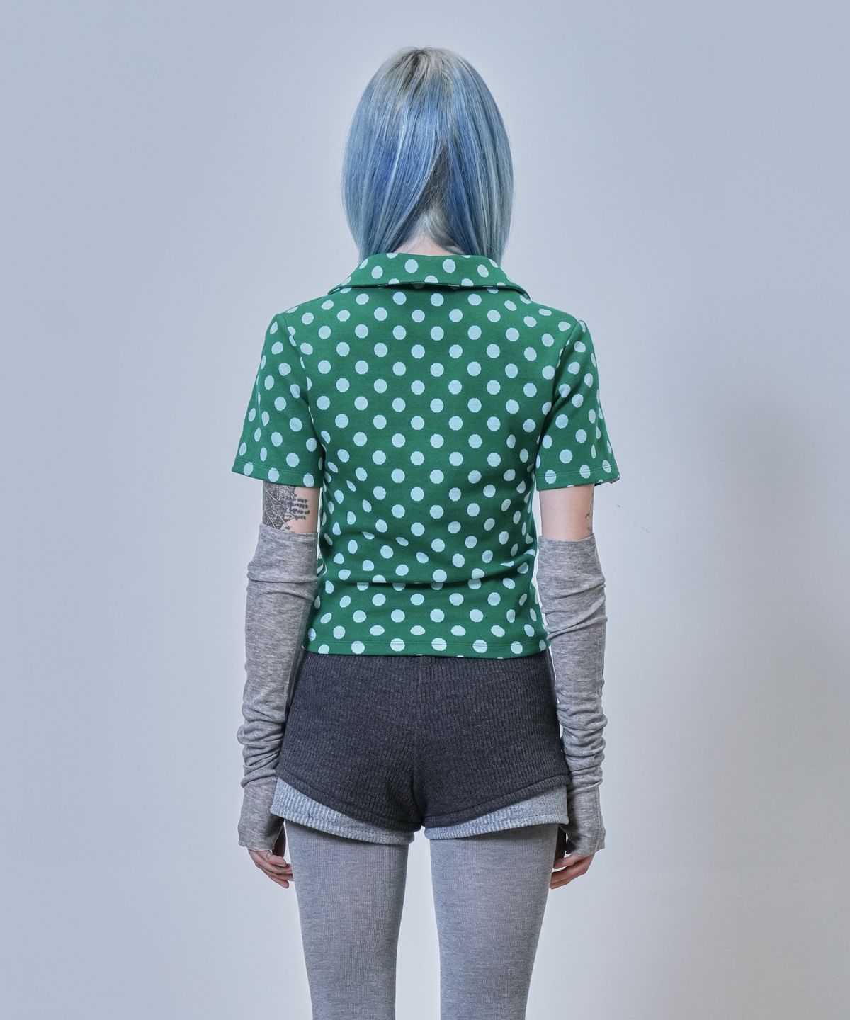 뉴제(NEWGE) Polka dot PK T-Shirts (GREEN)