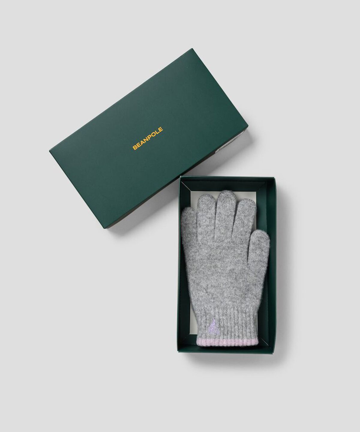 빈폴 액세서리(BEANPOLE ACCESSORY) 울혼방 배색 컬러자수 니트 장갑  라이트 그레이