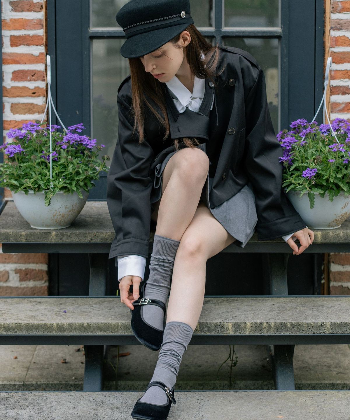 디퍼슈(DIFFERSHOE) 벨린 스퀘어 기모 메리제인 5CM [윈터 블랙]