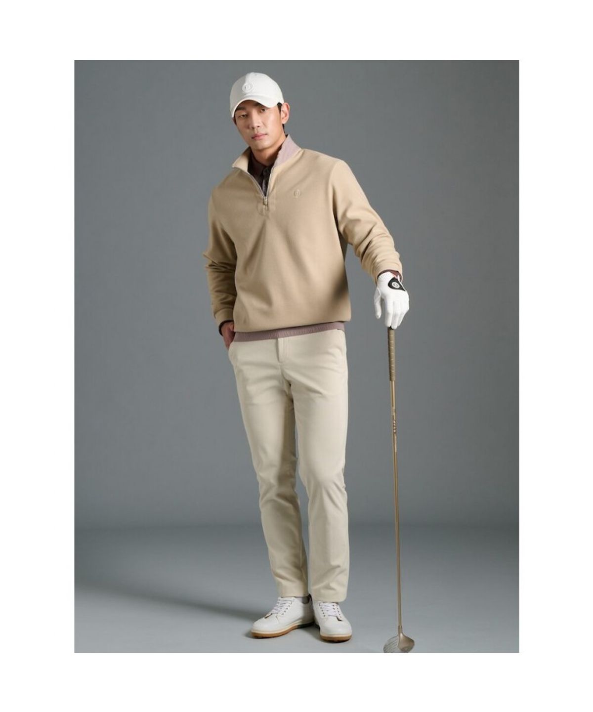 빈폴골프(BEANPOLE GOLF) 남성 반집업 티셔츠  베이지