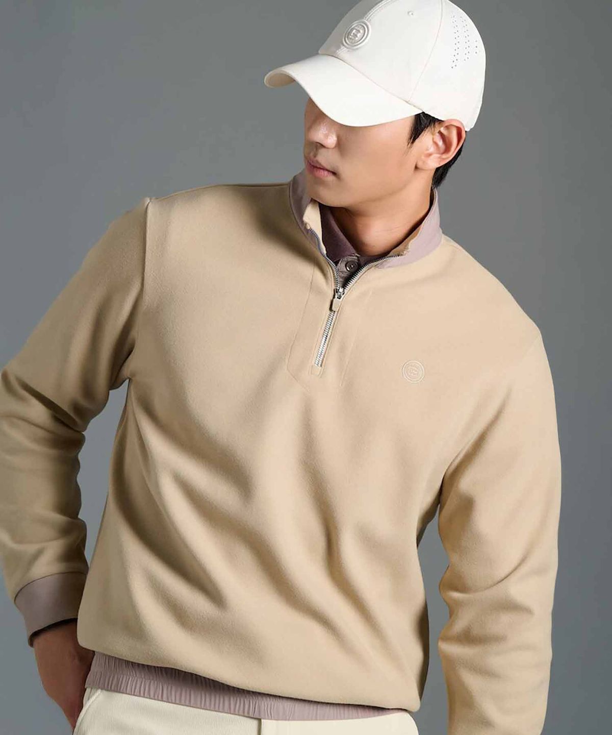 빈폴골프(BEANPOLE GOLF) 남성 반집업 티셔츠  베이지