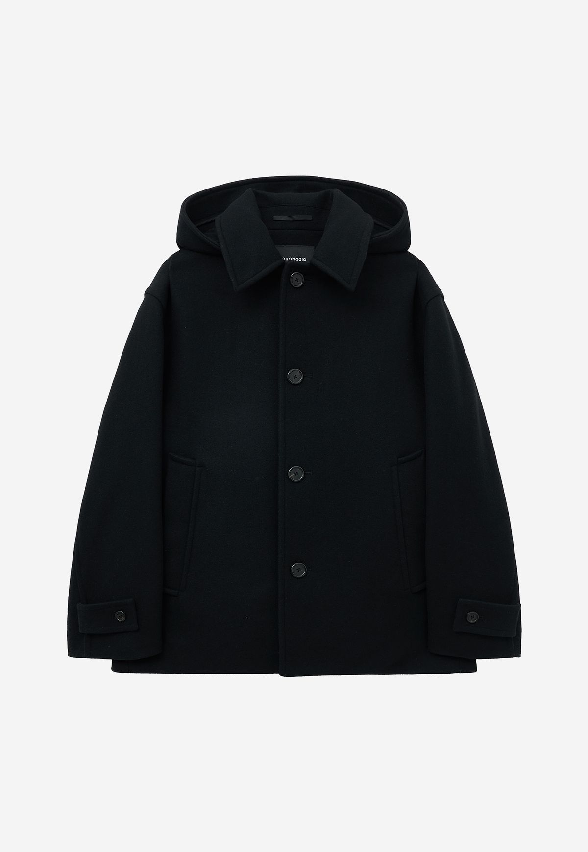 지오송지오(ZIOSONGZIO) 후드 디터쳐블 미디엄 코트 블랙 ZH6CT618BK